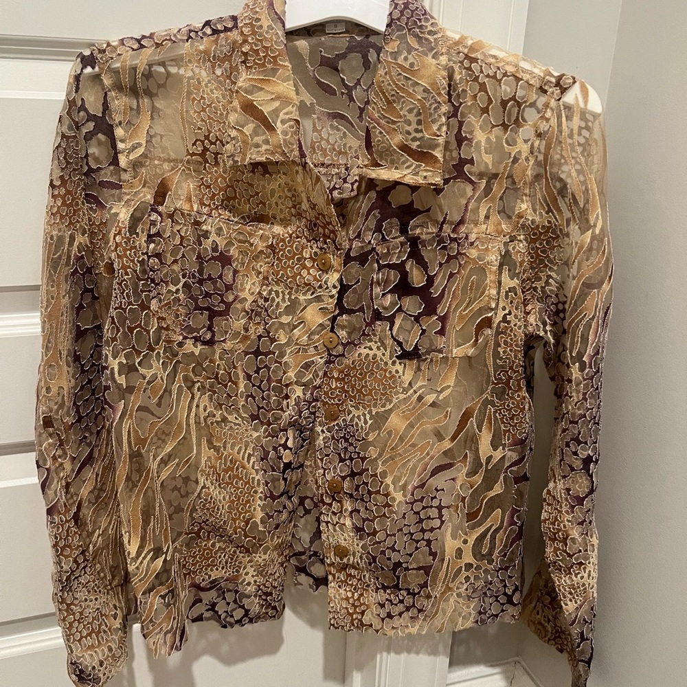 Bamboo Traders Brown and Tan Blouse